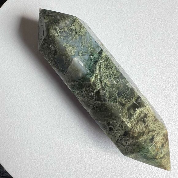 Moss Agate Crystal Double Terminated‎ Point (#3) - Picture 12 of 13